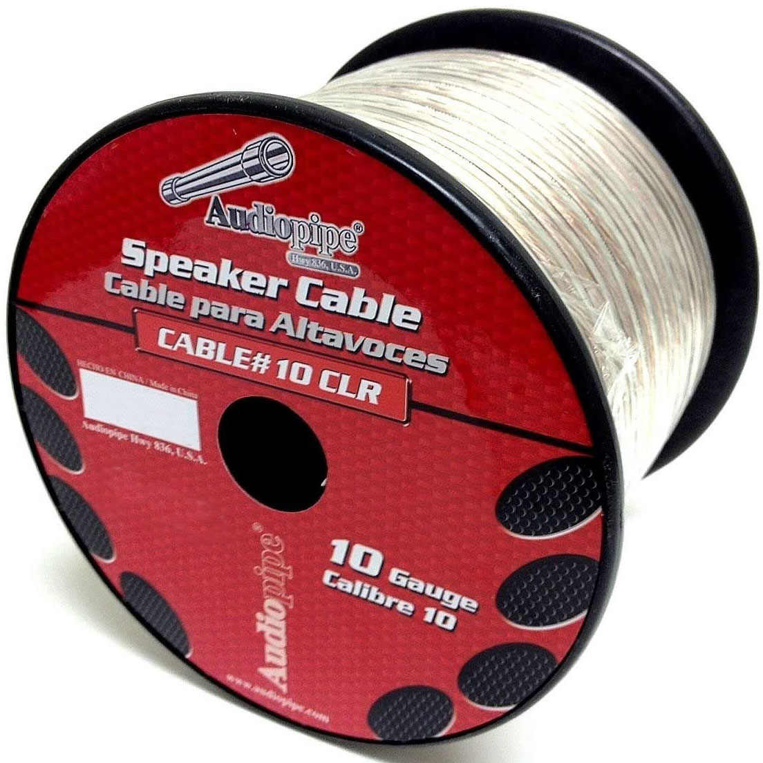 AudioPipe Cable 10-25CLR 25 Foot 10 Gauge AWG Car Audio Speaker Wire, Clear
