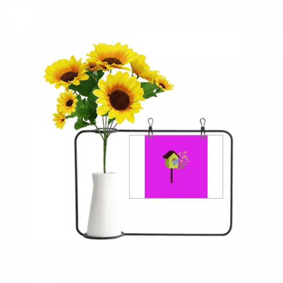 Art Déco Fleur Nid d'Oiseau Vase Tournesol Artificiel Carte de Bénédiction