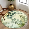 thumbnail image 2 of Round Area Rug 6 Ft, Green Blue Leaves Washable Non-Slip Circle Carpet for Living Room/Bedroom, Summer Botanical Farmhouse Watercolor Leaf Low-Profile Indoor Mats Collection Rugs for Residential, 2 of 8