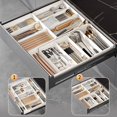 thumbnail image 2 of Tnobhg Telescopic Tableware Storage Box Classification Organization Expandable Large Capacity Multi Compartments Tableware Tray Fork Chopsticks Spoon Drawer Cutlery Organizer, 2 of 7