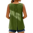 thumbnail image 6 of Tweang Linen Tank Tops for Women Basic Undershirts Flowy Shirts Sleeveless Crew Neck Loose Shirt Tanks Shirts T-shirt Blouses Vest Sweater Vest Cami Floral Shirts Tank Tops Shirts Green L, 6 of 6