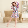 thumbnail image 3 of FORMRS Niños Bathrobe Unisex Hooded Robe Soft Plush Pajamas Sleepwear, Size 2-3T, Light Colorful Circles, 3 of 7