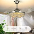 thumbnail image 4 of AFANQI 42-inch Ceiling Fan with Light and APP Remote, Dimmable Timer Retractable Ceiling Fan, Silent Motor, Modern LED Crystal Ceiling Fan for Bedroom, Living Room, Dining Room, 4 of 9