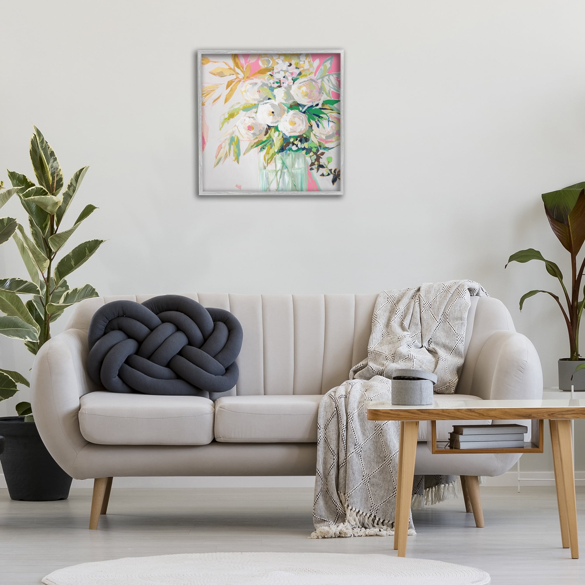 Stupell Industries Springtime Soiree Roses Botanical & Floral Painting Gray Framed Art Print Wall Art, 24 x 24