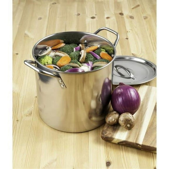 10 in. 12 qt. Stainless Steel Stock Pot - Silver
