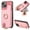 Pink, variant on TECH CIRCLE Case for iPhone 13 Mini (5.4-inch) - Practical Wallet Phone Case [Built-in Zipper Pocket & Card Slot] Protective Leather Cover with [Kickstand / Phone Ring Holder], Brown
