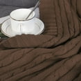 thumbnail image 7 of PiccoCasa Cotton Blanket Decorative Cable Knitted Throw Knit Blankets, 70"x78" Brown, 7 of 7