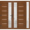 thumbnail image 3 of Front Exterior Prehung Metal-Plastic Double Doors / MANUX 8088 Walnut / Sidelite Exterior Window / Office Commercial and Residential Doors Entrance Patio Garage 88 x 80, 3 of 5