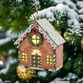 thumbnail image 3 of Dserfhy Christmas Gingerbread House Ornament Wooden Light Up Village House Christmas Tree Hanging Ornaments for Holiday Winter Home Party Tree Decor, 3 of 7