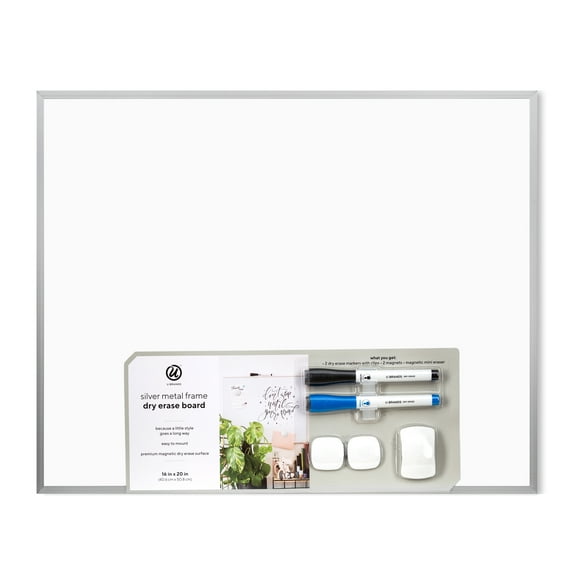 U Brands Magnetic Dry Erase Board, 16 x 20 Inches, Value Pack, Silver Aluminum Frame