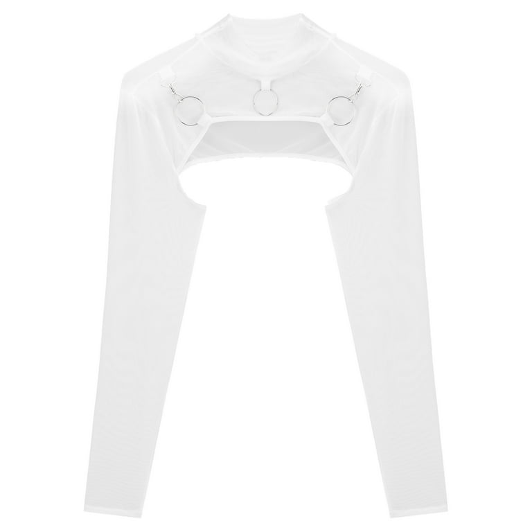 トップス draw Arm Bolero,2Way Camisole,pad Sxiwei Mens Long Sleeve Turtleneck Pullover Half Crop Top