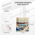 thumbnail image 4 of DouZhe Reusable Grocery Bags, Retro The Great Wave Lightweight Polyester Canvas Cloth Tote Bag for Travle Gym Shopping School, 15" x 16", 4 of 7