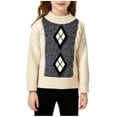 thumbnail image 2 of hengsof Children'S Diamond Pattern Preppy Sweater, Knitted Pullover Long Sleeve Classic Warm Top, Soft Color Block Knitted Top, 2 of 7