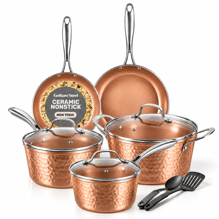 Gotham Steel Diamond Hammered 10-Piece Ceramic Cookware Set photo 1
