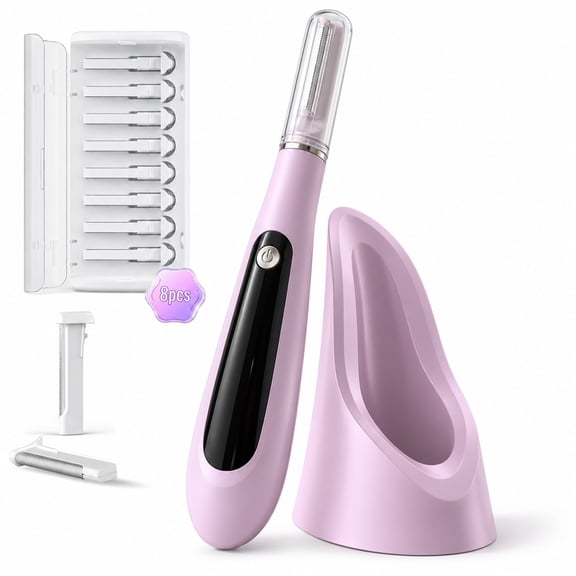 Dermaplane Razor, Sonic Dermaplaning Tool for Peach Fuzz Removal & Facial Hair, Rechargeable Facial Exfoliation Device with LED Light, 3 Speeds, 5 Blades & 3 Microsmooth Exfoliation Tips,Purple