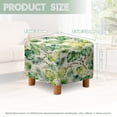 thumbnail image 3 of SCRAWLGOD Vintage Tropical Leaf Print Green Beige Stretch Ottoman Cover Square Ottoman Slipcovers Furniture Protector, Storage Stool Furniture Protector with Elastic Bottom for Foot Stool, 3 of 7