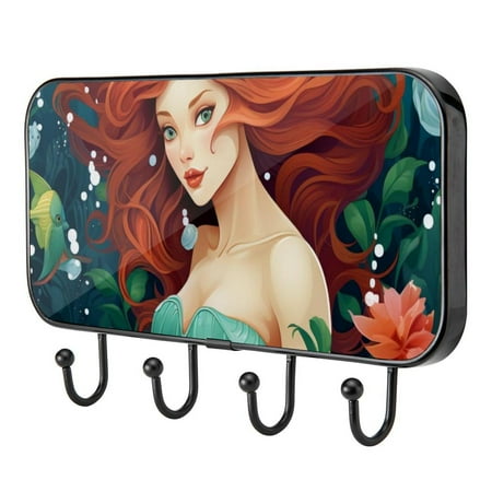 

Mermaid Self Adhesive Towel Coat Wood Iron Hooks for Home Keys Door Outdoor Home Improvement Utility Hook