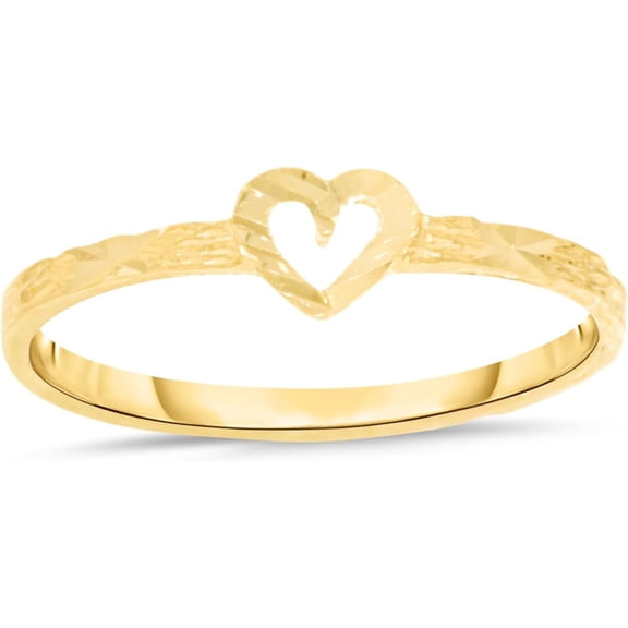 Floreo 10k Yellow Gold 4.4mm Thin Mini Heart Filigree Ring