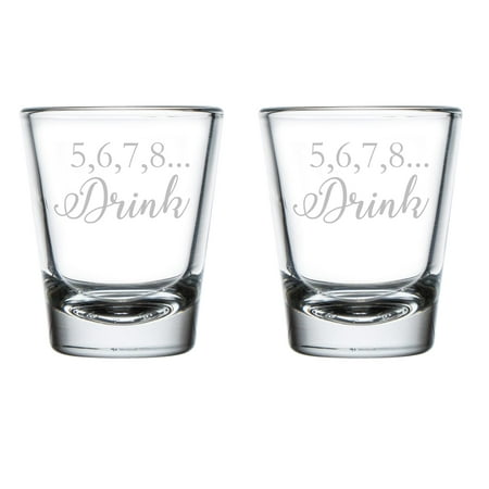 

Set of 2 Shot Glasses 1.75oz Shot Glass 5 6 7 8 Drink Funny Gift Cheer Mom Coach Choreographer