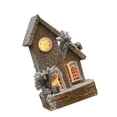 thumbnail image 4 of Casa de pueblo navideña de madera con luz, 14 x 10 x 26 cm, decorativa, con nieve. Estilo B, 4 of 9