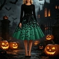 thumbnail image 5 of Edvintorg Womens Long Dresses Halloween Printed Crew Neck Casual Party Dress Long Sleeve Long Maxi Dress Womens Trendy Clothes S-2XL Green, 5 of 6