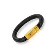 thumbnail image 4 of Coastal Jewelry Gold Plated Stainless Steel Black Leather Bracelet, 4 of 4