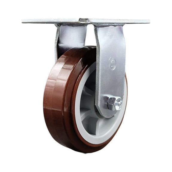 6 Inch Heavy Duty Top Plate Polyurethane Rigid Caster with Roller Bearing SCC