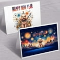 thumbnail image 3 of Happy New Year with Poodle Fireworks Holiday Xmas Winter 2025 7x5in Folded Greeting Card Poodles Dog Lover Gifts Idea Single Note Card with Envelope - 00025, 3 of 5