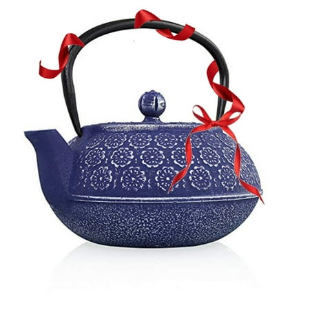 

Lilac Blossom Cast Iron Teapot with Infuser | Purple Japanese Teapot with Stainless Steel Infuser Basket 32 oz