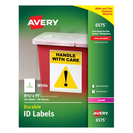 Avery Durable White Cover Up ID Labels for Laser Printers, 8.5