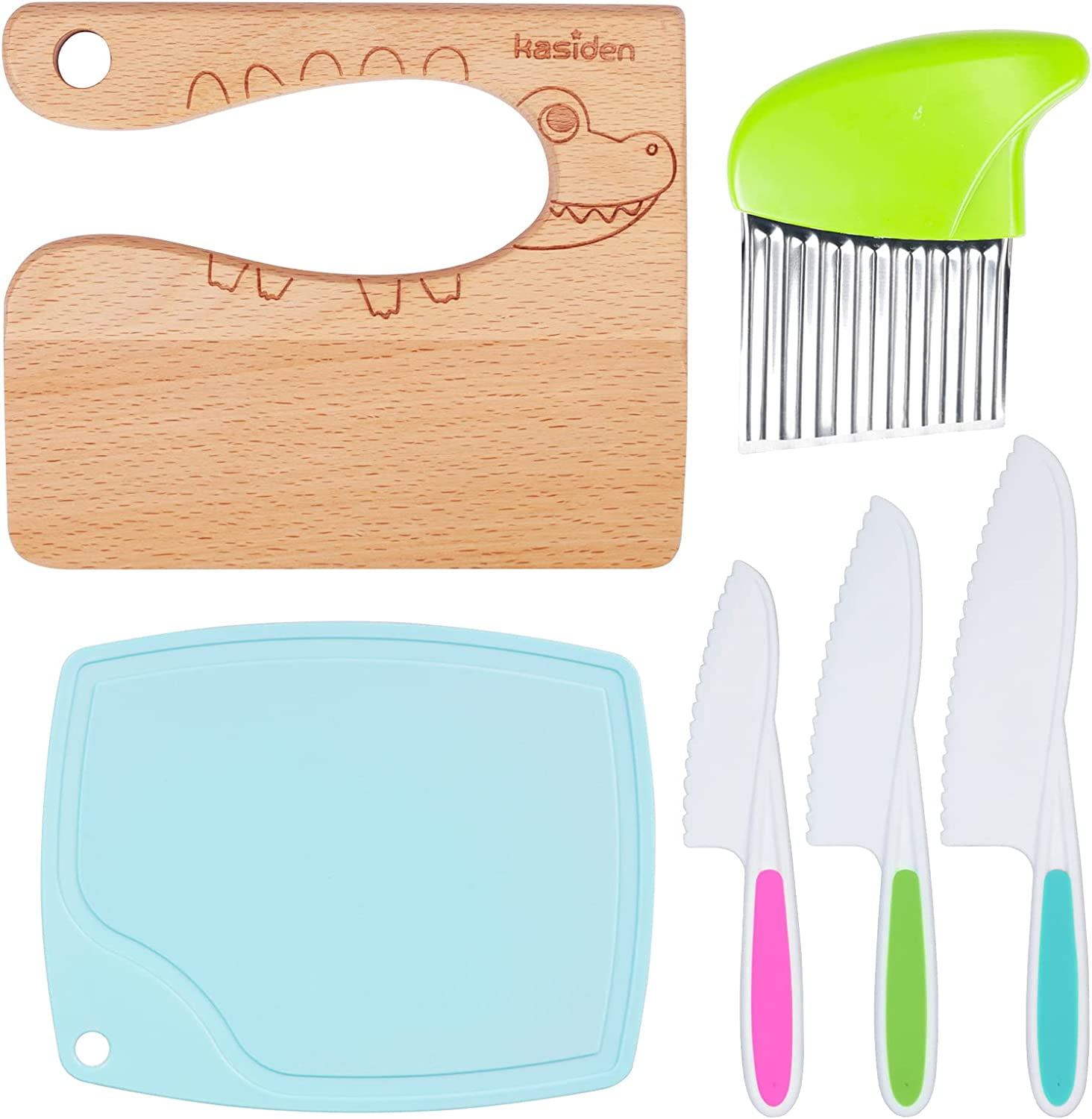 TAZEMAT 6 Pieces Wooden Kids Kitchen Knife Kids Knife Set Include