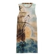 thumbnail image 3 of Hand Painting The Pirate Ship Spring Summer Dresses for Women Fashion T-shirt Dress Casual Sleeveless Loose Sundress with Pockets, 3 of 5