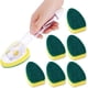 thumbnail image 1 of 1 varita para platos y 7 cabezales de repuesto, esponjas para fregar, mantiene las manos fuera del desorden, esponja para varita para platos resistente para cocina, mesa, bañeras, 1 of 5