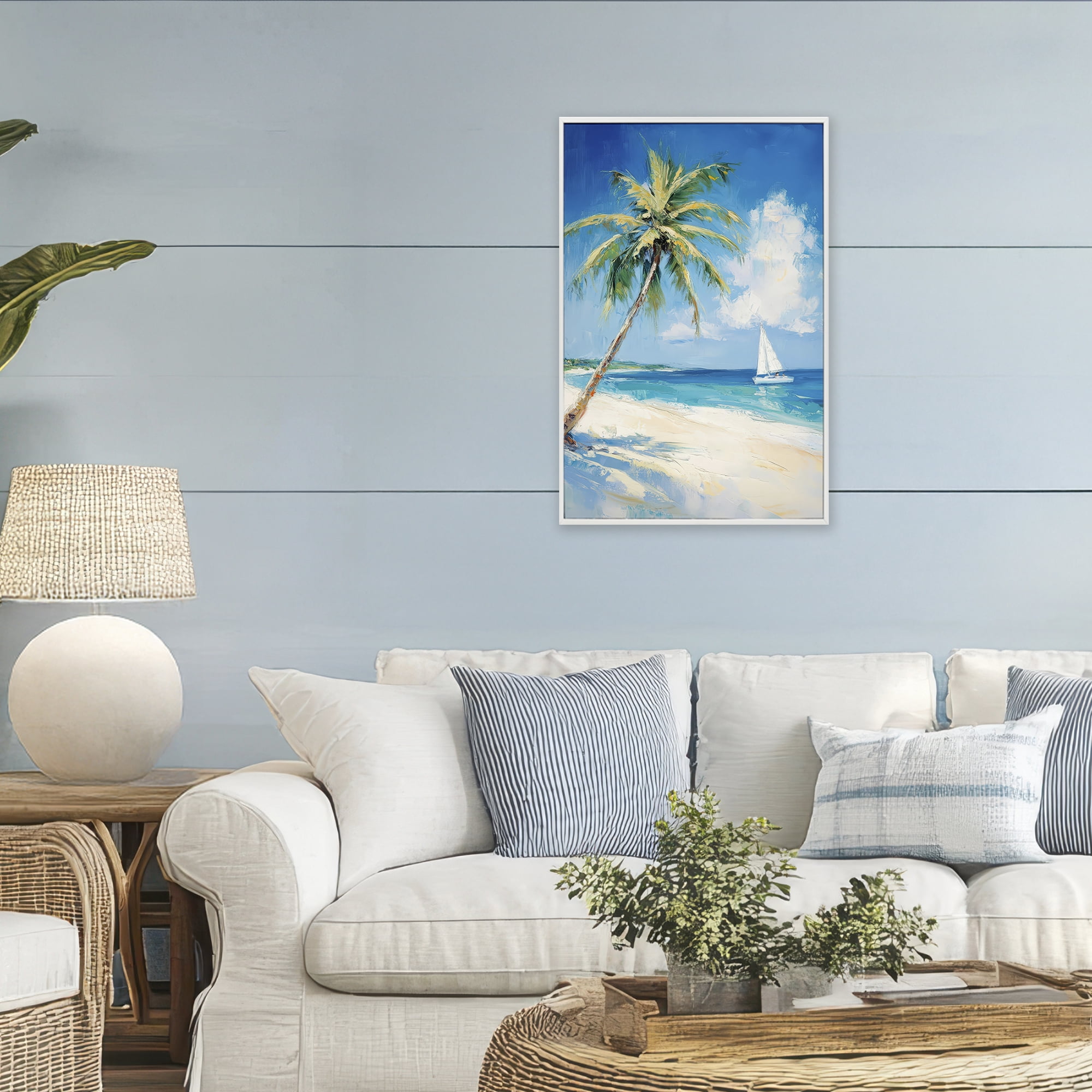Stupell Industries White Clouds & Sails White Framed Giclee Art, design by Petal Prints Design