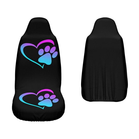 Set of 2 Car Seat Covers Featuring Dog Paw Prints - Sturdy Polyester Front Seat Protectors Suitable for Cars, Suvs, Sedans, And Trucks - Fashionable Interior Car Additions