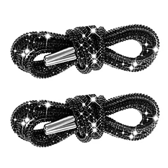 2 cordones de diamantes de imitación ligeros de 4 mm de diámetro y 120 cm de largo, de color negro, para botas y zapatillas de tenis