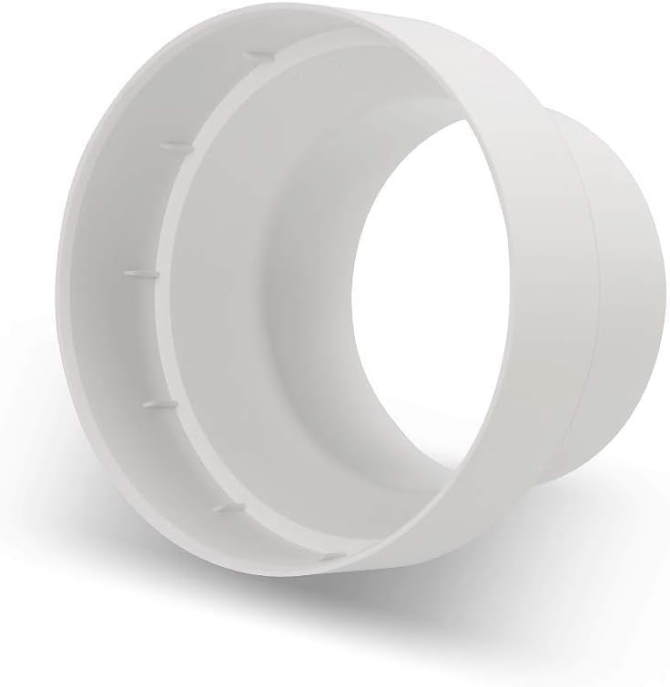 MKEUDQ-Duct Reducer 6 to 4 inch Air Duct Adapter HAVC Pipe Connector for Inline Ventilation System (150mm to 100mm)