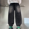thumbnail image 2 of KVPLBQFD Hip Hop Baggy Jeans for Boys Stylish Wide Leg Skater Denim Pants Straight Loose Fit Denim Pants for Teens Vintage Streetwear, 2 of 8