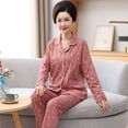 thumbnail image 1 of REDHOTYPE Femmes Matures Mode Imprimé Pyjama pour Dames Manches Longues Pantalon Long Coton Grande Taille Col Rond Tenue de Détente Ensemble Deux Pièces, 1 of 2
