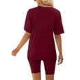 thumbnail image 4 of Plebaso Women's 2 Piece Outfit Workout Set V Neck Short Sleeve Top and Shorts Tracksuit Activewear, 4 of 6
