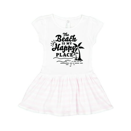 

Inktastic The Beach is My Happy Place with Palm Trees Gift Toddler Girl Dress
