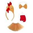 thumbnail image 3 of 4 piezas de diadema de disfraz de pollo para mascarada, carnaval, Acción de Gracias Marrón claro, 3 of 8