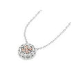 thumbnail image 2 of Cushion Cut White Cubic Zirconia Sterling Silver and 18k Rose Gold Over Sterling Silver Filigree Sides Halo Necklace, 18", 2 of 3