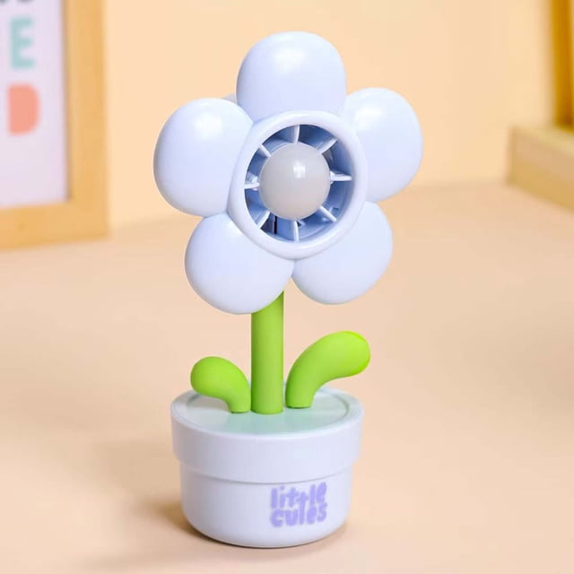 shyuyusa Mini Flower Pot Shaped USB Fan, 3 Speed Adjustable Flexible Neck Desk Fan