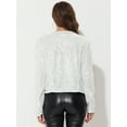 thumbnail image 4 of Chaqueta corta con parte delantera abierta y manga larga con lentejuelas brillantes para mujer Plata S, 4 of 6