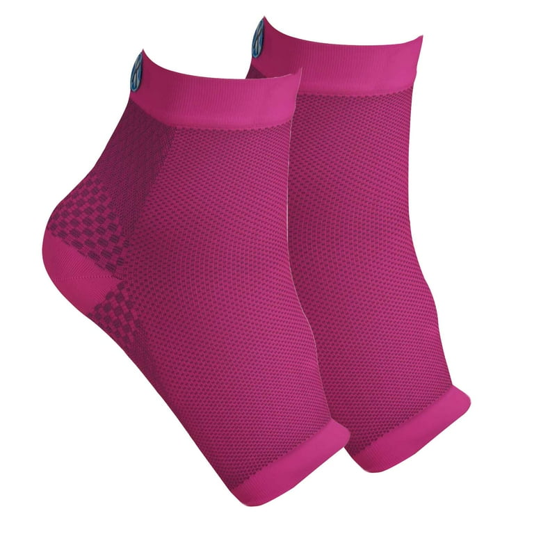 SB SOX Plantar Fasciitis Relief Socks - 2 Pairs Arch Support Socks Pink & Purple Large