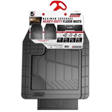 GENUINE DICKIES MAX COVERAGE FULL VEHICLE RUBBER FLOOR MAT 5-PIECE SET BLACK, 80103WDI