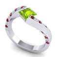 thumbnail image 2 of Diamond-Capitals 1.20 Carat Natural Diamond Peridot & Red Ruby Gemstone Lovely Engagement Ring for Fiancee 14K White Gold Size 8, 2 of 8