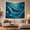 Blue Whale, variant on Humpback Whale Surrounded by Golden Orbs in Deep Sea Galaxy, Mystical Digital Art for Ocean Lovers, Nautical Marine Decor, Housewarming Gift Tapestry Wall Hanging for Bedroom and Living Room