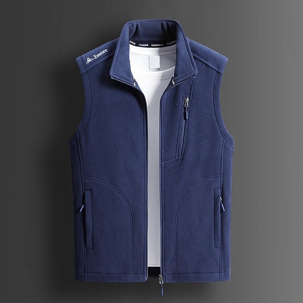 Ceisia Men's Regular-Fit Stand-Collar Full-Zip Fleece Sleeveless Vest Gift